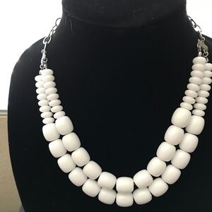 White Double Strand Chunky Beaded Choker